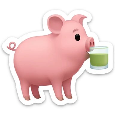 pig drinking matcha sticker