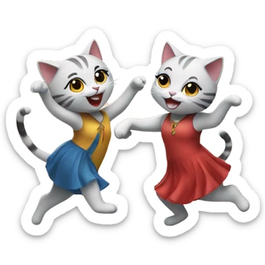 two girl cats dancing sticker