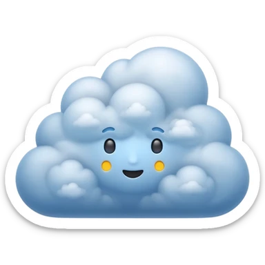 3D render of Fog, miniature weather phenomenon, volumetric particle effects,dense blue-grey cloud bank obscuring the ground, elemental energy, emoji style, isolated on white background --v 6.0. sticker