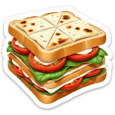 italian foccacia sandwich with tomatoes, mozzarella and basilic sticker