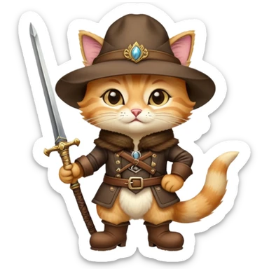 classic Puss in Boots with hat and confident expression sticker