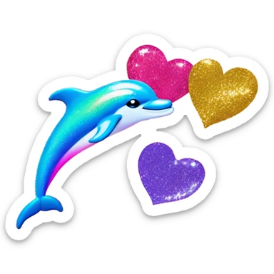 Lisa frank glitter dolphins and a heart sticker
