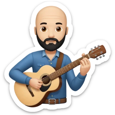 Bald guy with black beard playing guitar sticker