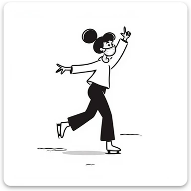 a figure skater girl wearing a face mask sticker