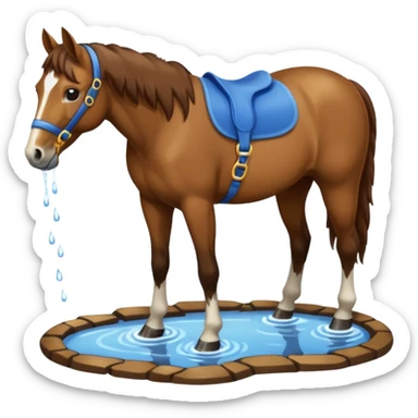 realistic horse drinking water from a puddle sticker