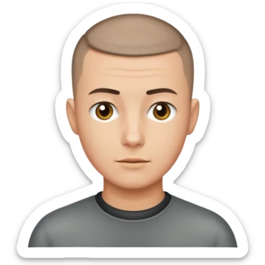 man with very short hair buzzcut sticker
