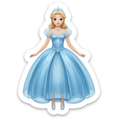 The bubble dress is typically a voluminous ball gown, designed to make Glinda look like she’s literally floating in a bubble. It features:  Pale blue or shimmering white-blue hues (in Ariana Grande’s movie version, it’s a soft, cotton-candy blue). sticker