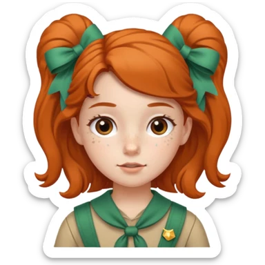 scout girl with bow on hair sticker
