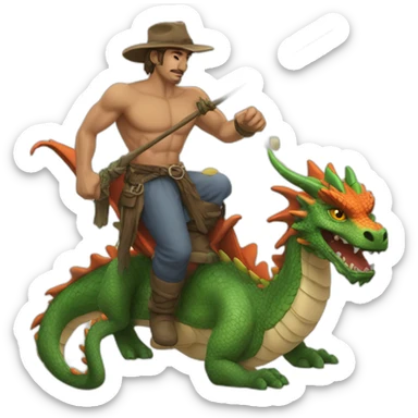 Hombre montando un dragón  sticker