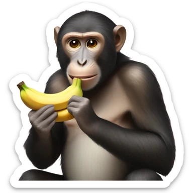 a monkey eating a banana sticker