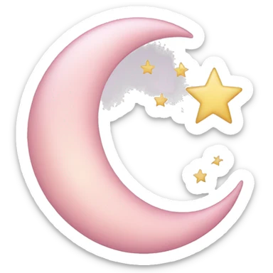 Light pink crescent with moon and star  sticker
