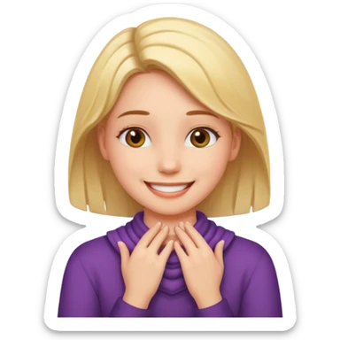 a girl with her hands around her neck and smiling  sticker