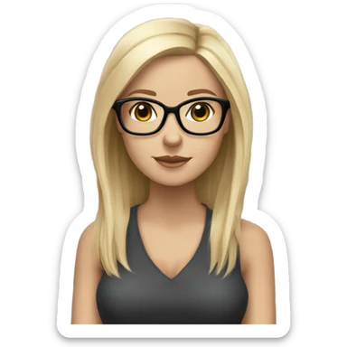 White girl, blonde hair, wearing glasses kYorkshire terrier  sticker