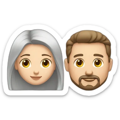 over weight couple and the woman should have brown hair the man should have a goatee sticker