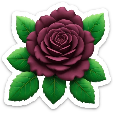 Rosa negra con hojas verdes sticker