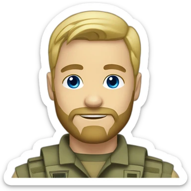 military blonde man with a beard and blue eyes sticker