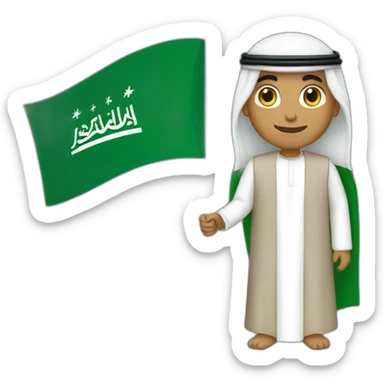 An Arab person waving the Saudi flag sticker