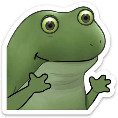 eyes wide open hands on both sides open younger sticking out  sticker