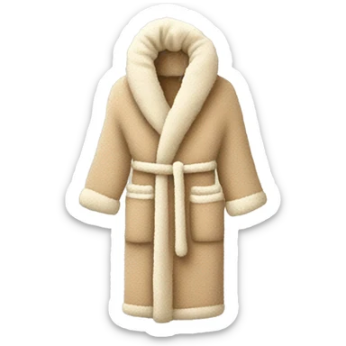 Beige knit fluffy dressing gown sticker