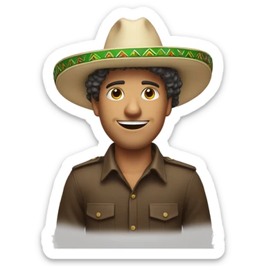 curly hair white man with sombrero celebration with his arm up sticker