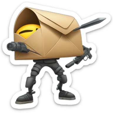 mail with legs with weapons alive attacking cartoon funny sticker