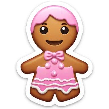 Pink gingerbread girl cookie sticker