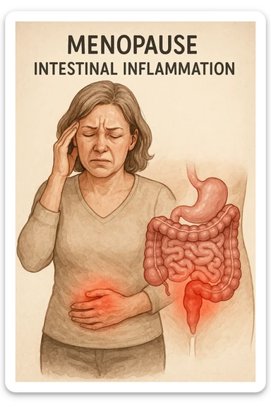 Donna in menopausa con intestino infiammato evidente sticker