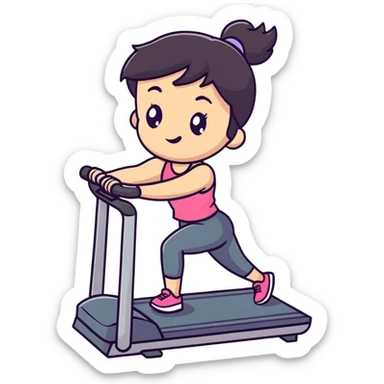 Girl with dark hair doing exercise  sticker