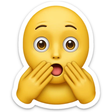 Yellow emoji shocked covering hand sticker
