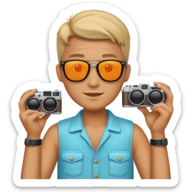 fotographer with summer clothes and sun glasses sticker
