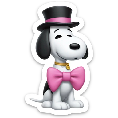 Personaje snoopy con un lazo rosa sticker