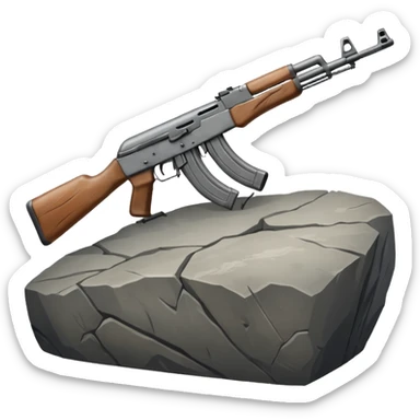 The rock with an ak-47 sticker