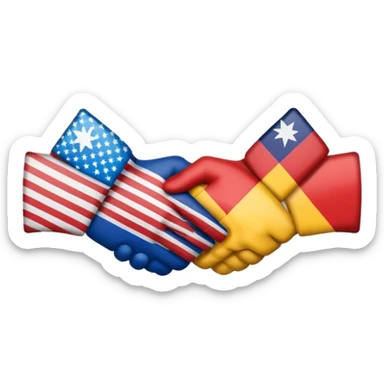 a handshake between two countries' flags, symbolizing diplomacy sticker