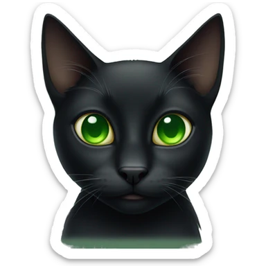 A black cat with green eyes  sticker