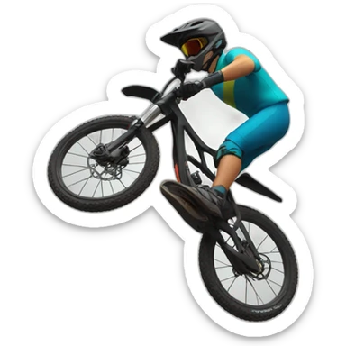 downhill mountainbike with rider on a downhill slope jumping sticker