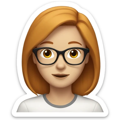 Pale redhead shoulder length hair glasses dog sticker