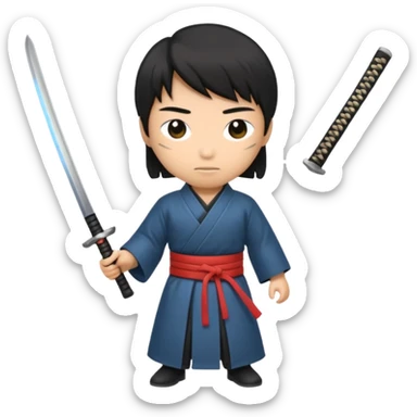 disappearing figure holding a small katana sticker