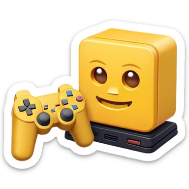 Clash of Clans aesthetic: Cinematic Playful PlayStation 2 Slim Portrait Emoji, rendered in a 3D vector-style similar to standard emojis with minimal shading and bold, simplified shapes. A compact, distinct form with signature details, softly glowing with a cutting-edge console technology charm. Simplified yet unmistakably iconic, highly detailed and consistent, glowing with a soft radiance and high shine. Stylized with a touch of technological advancement and a soft glowing outline, capturing the essence of a beloved gaming relic with a friendly, playful manner! sticker