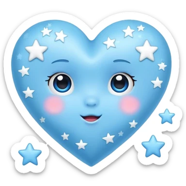 Baby blue heart with starts sticker