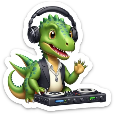 Dinosaurio muy bonito músico DJ sticker
