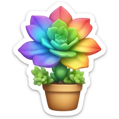 Cute Succulent with rainbow sticker