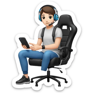 Persona con una silla Gamer auricular Gamer y control de videojuegos sticker