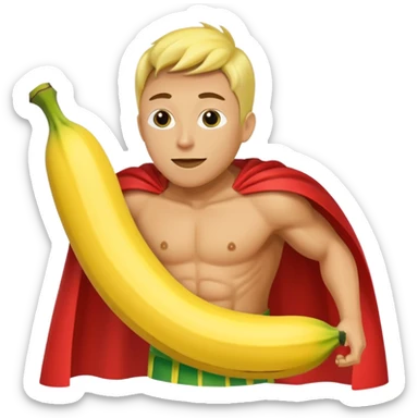 banana as superhuman. add watermelons in background  sticker