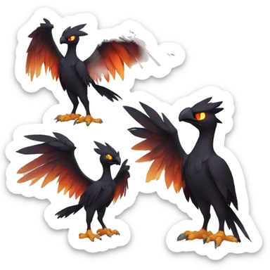 Edgy Fantasy legendary dark bird shadow-type-Phoenix Fakemon full body sticker