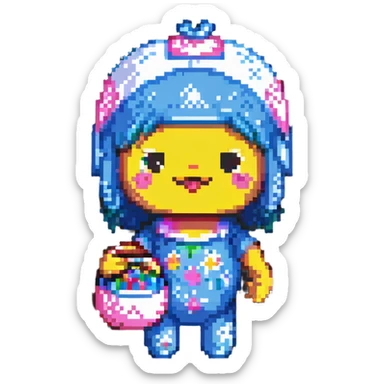 Toca Boca character, holding a toy, cheerful expression sticker
