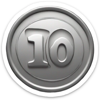 A silver coin that is written “100” clay 3d simple sticker
