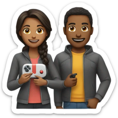 couple playing video game together sticker