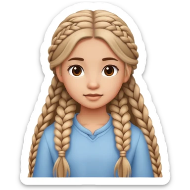 cute girl with long hair with braids sticker