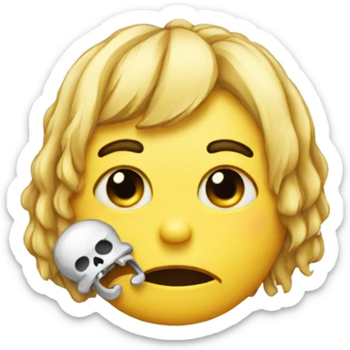 crying face with skull hairpin sticker