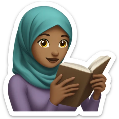 A hijaby girl reading a book sticker